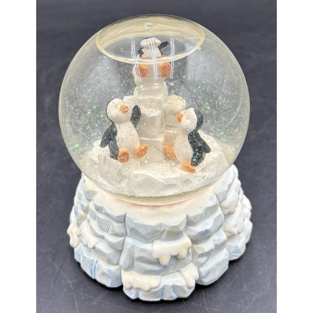 Vtg Penguin Snow Globe & A Ceramic Penguin Figurine Musicboxes
